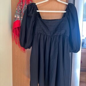 Abercrombie & Fitch Emerson Poplin Puff Sleeve Mini Dress Large Tall